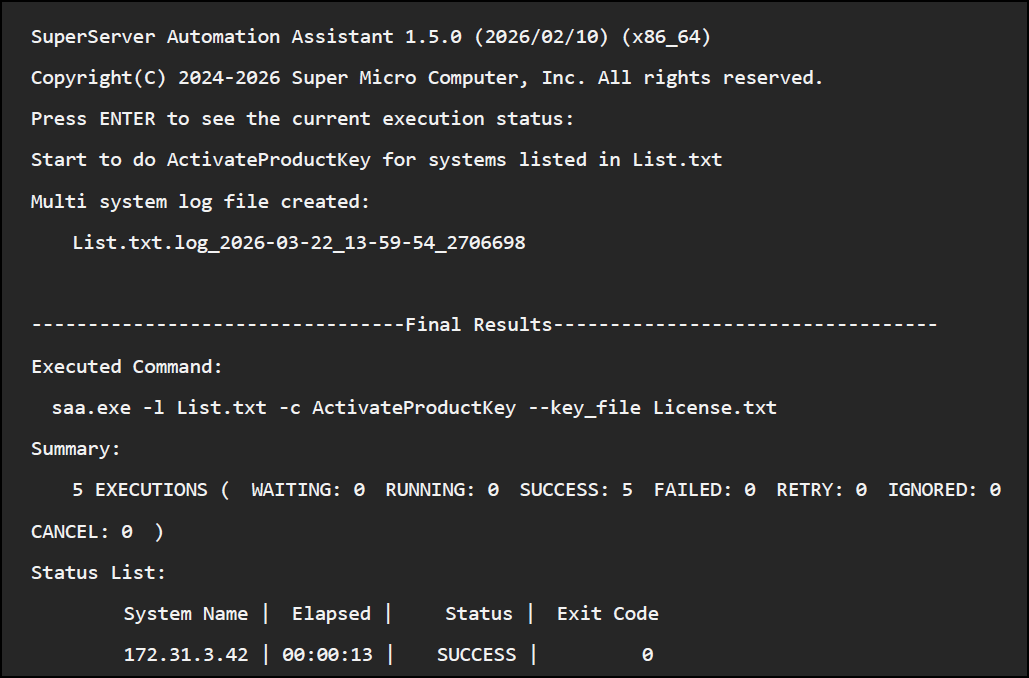 Activation Success
